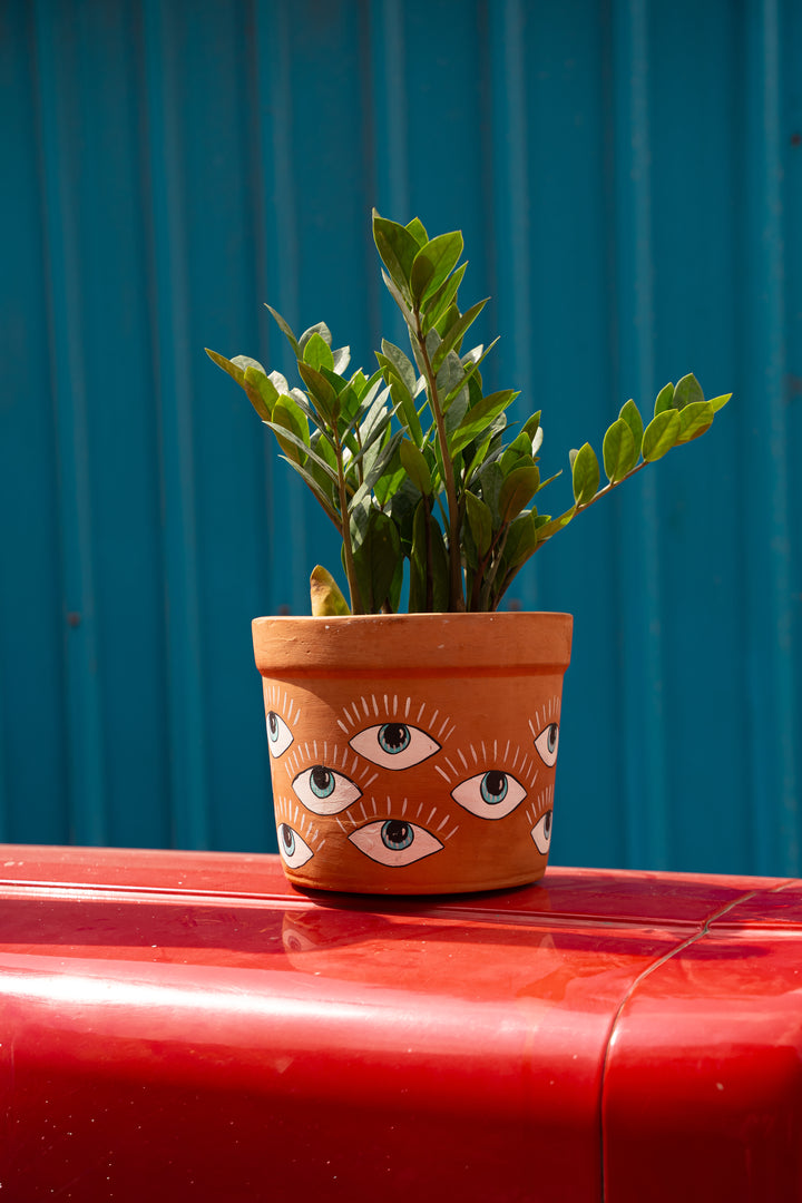 Evil Eye – Hand-Painted Terracotta Planter