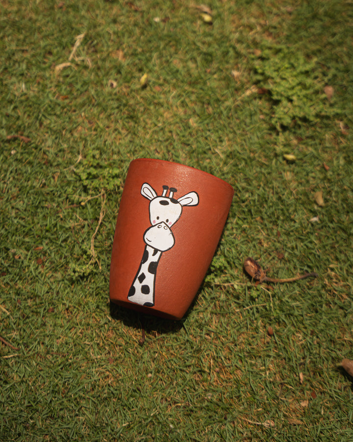 Giraffe Tales – Hand-Painted Terracotta Water Glass
