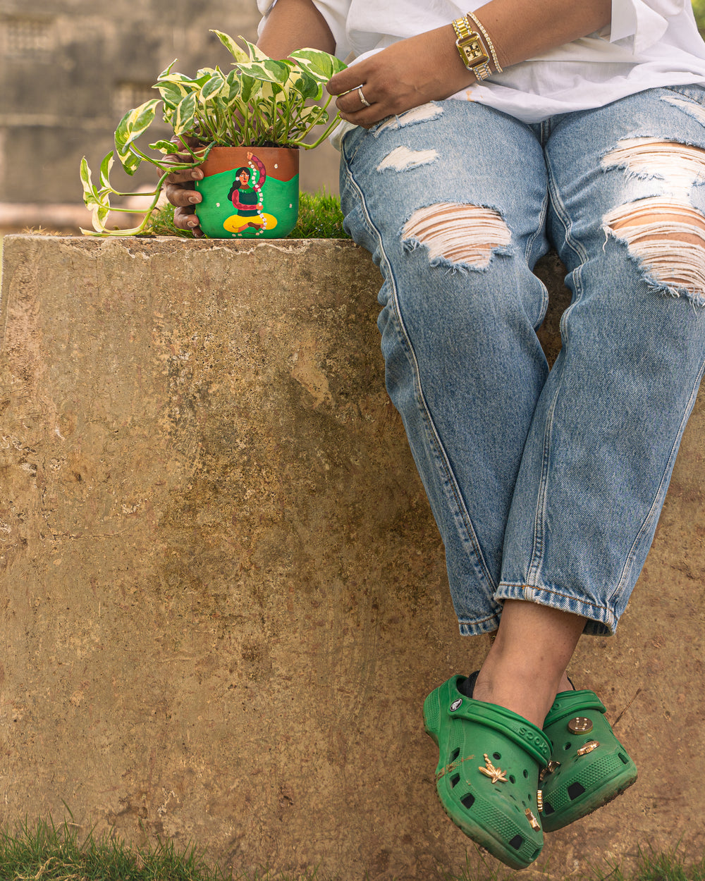 Meditation Muse – Hand-Painted Terracotta Planter - Raw Earth Shop