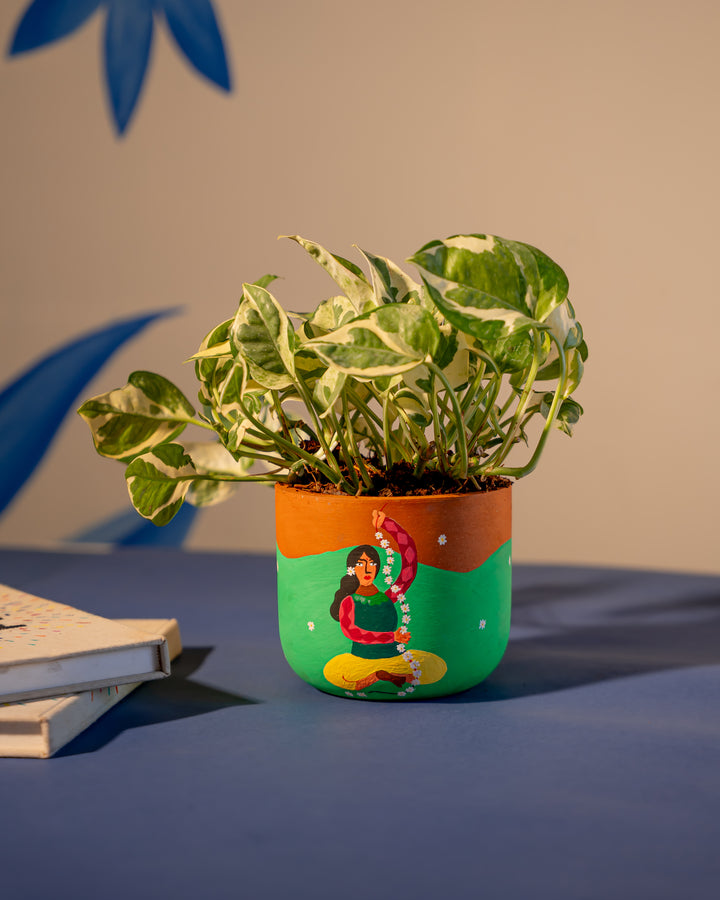 Meditation Muse – Hand-Painted Terracotta Planter - Raw Earth Shop