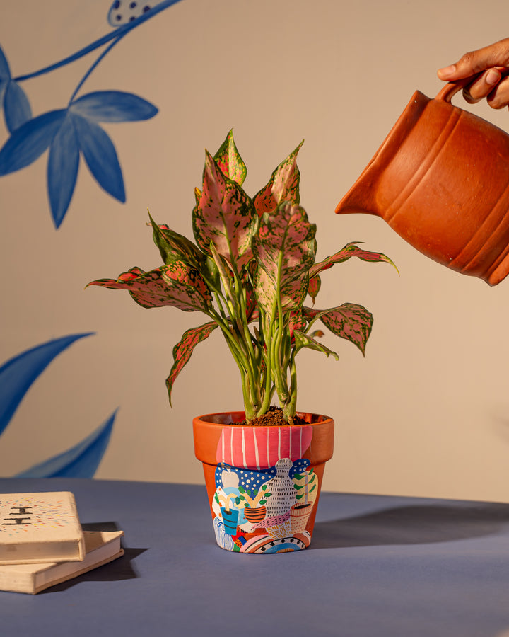 Urban jungle – Hand-Painted Terracotta Planter - Raw Earth Shop